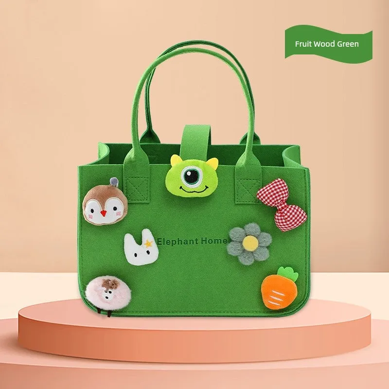 New Arrival Handbag Cartoon Doll Girl Felt Bag