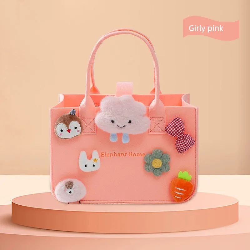 New Arrival Handbag Cartoon Doll Girl Felt Bag