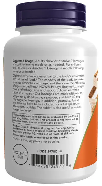 Now Papaya Enzyme Lozenges 180ct
