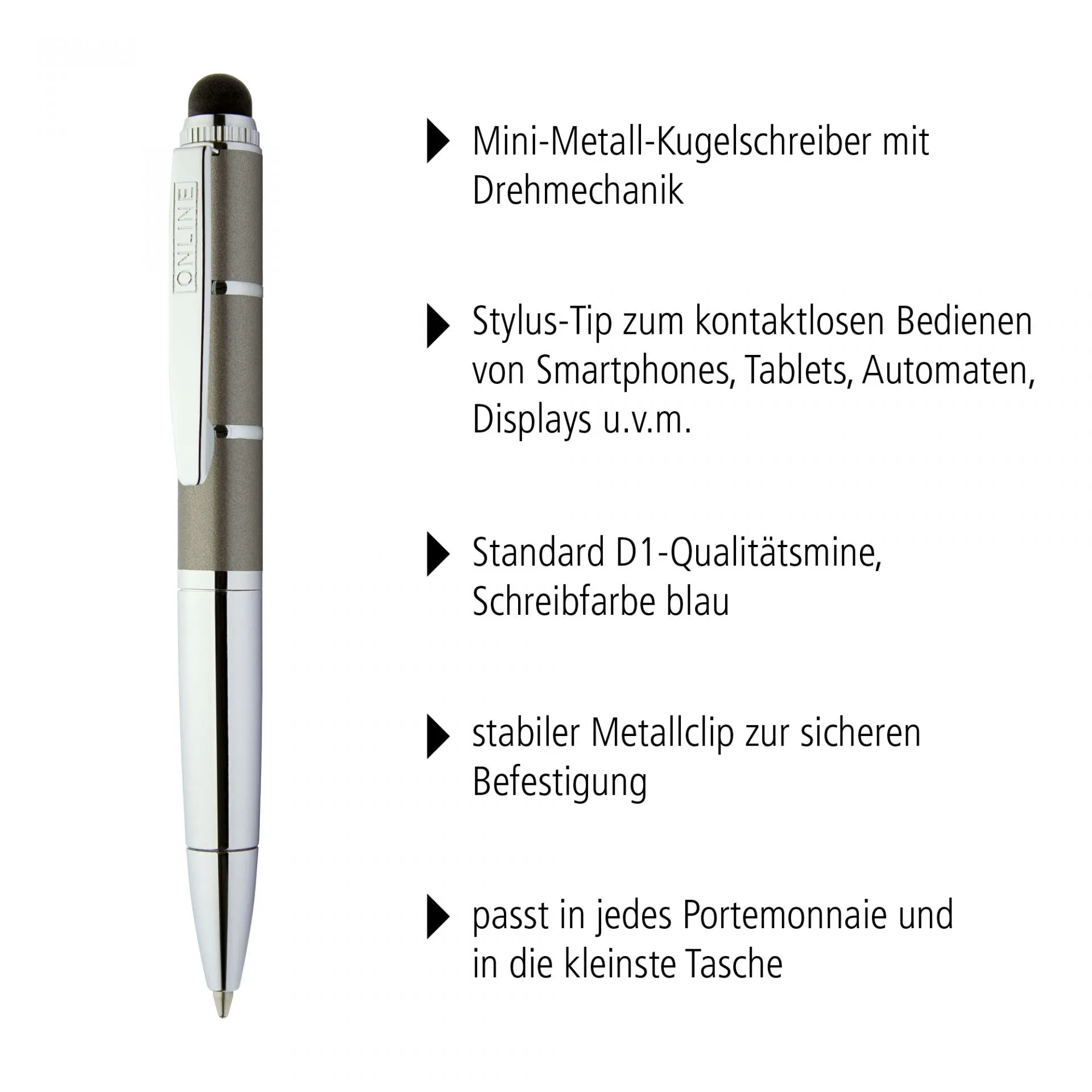 Online Piccolo Ballpoint Pen - Pastel Turquoise (Mini Sized with Stylus)
