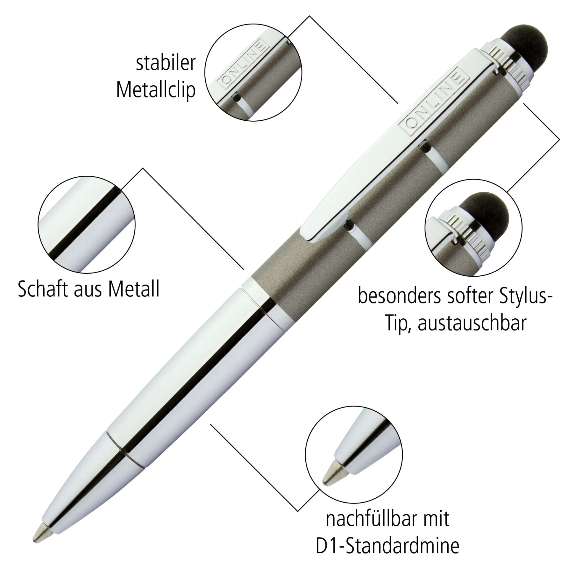 Online Piccolo Ballpoint Pen - Pastel Turquoise (Mini Sized with Stylus)