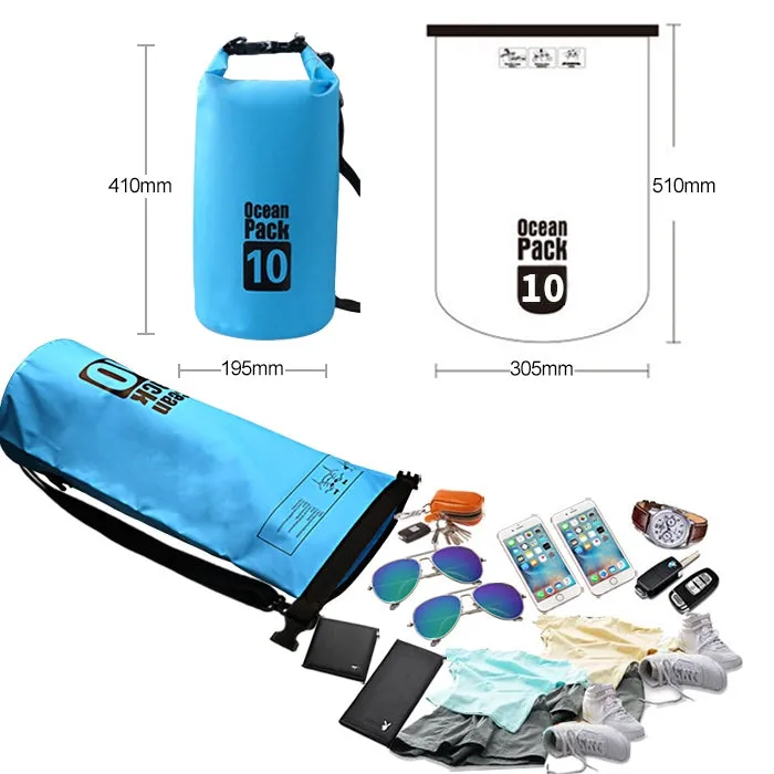 Outdoor Waterproof Single Shoulder Bag Dry Sack PVC Barrel Bag, Capacity: 10L (Black)