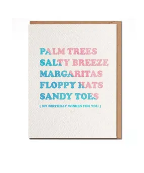 Palm Trees Salty Breeze Birthday Card