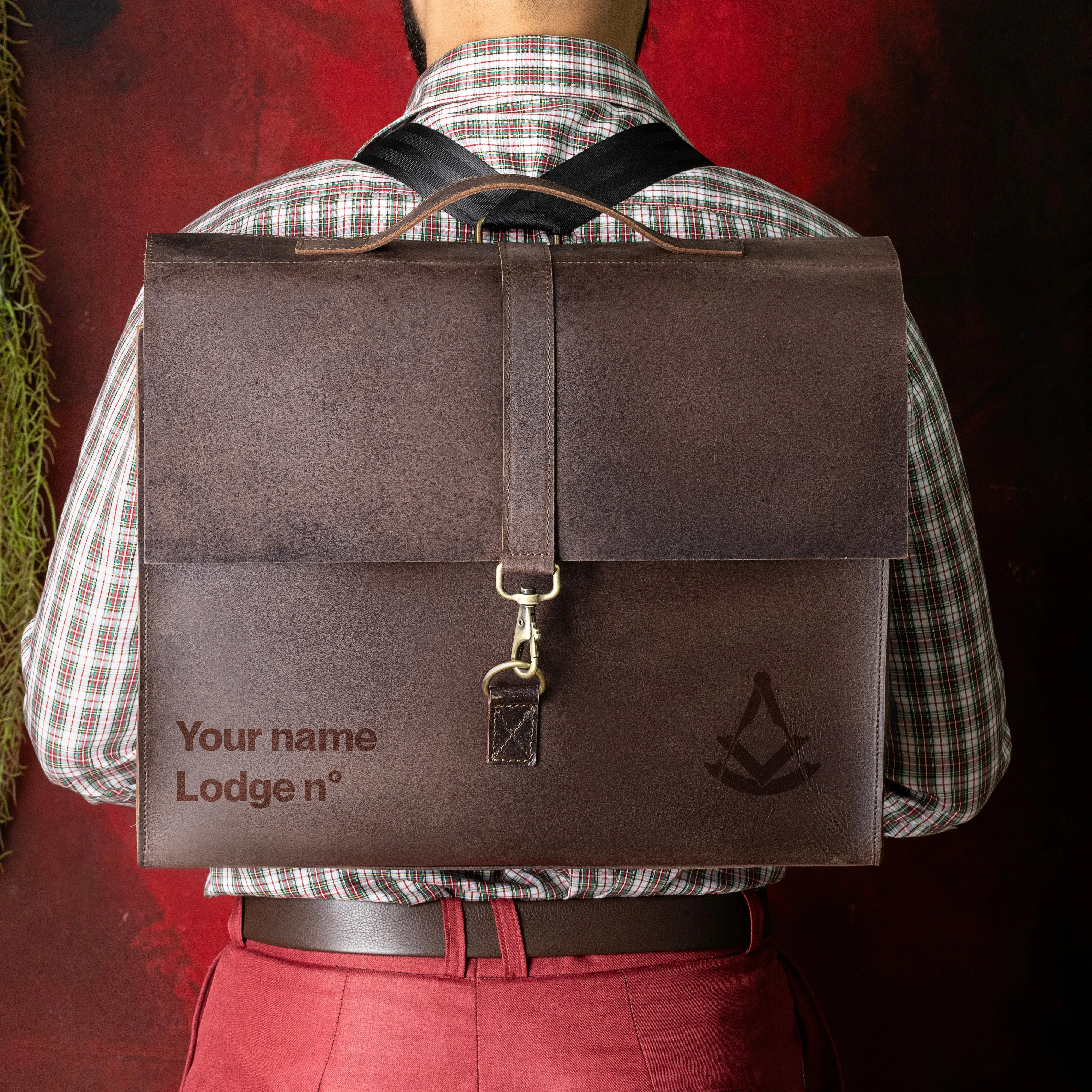 Past Master Blue Lodge Briefcase - Genuine Cow Leather Convertible Bag