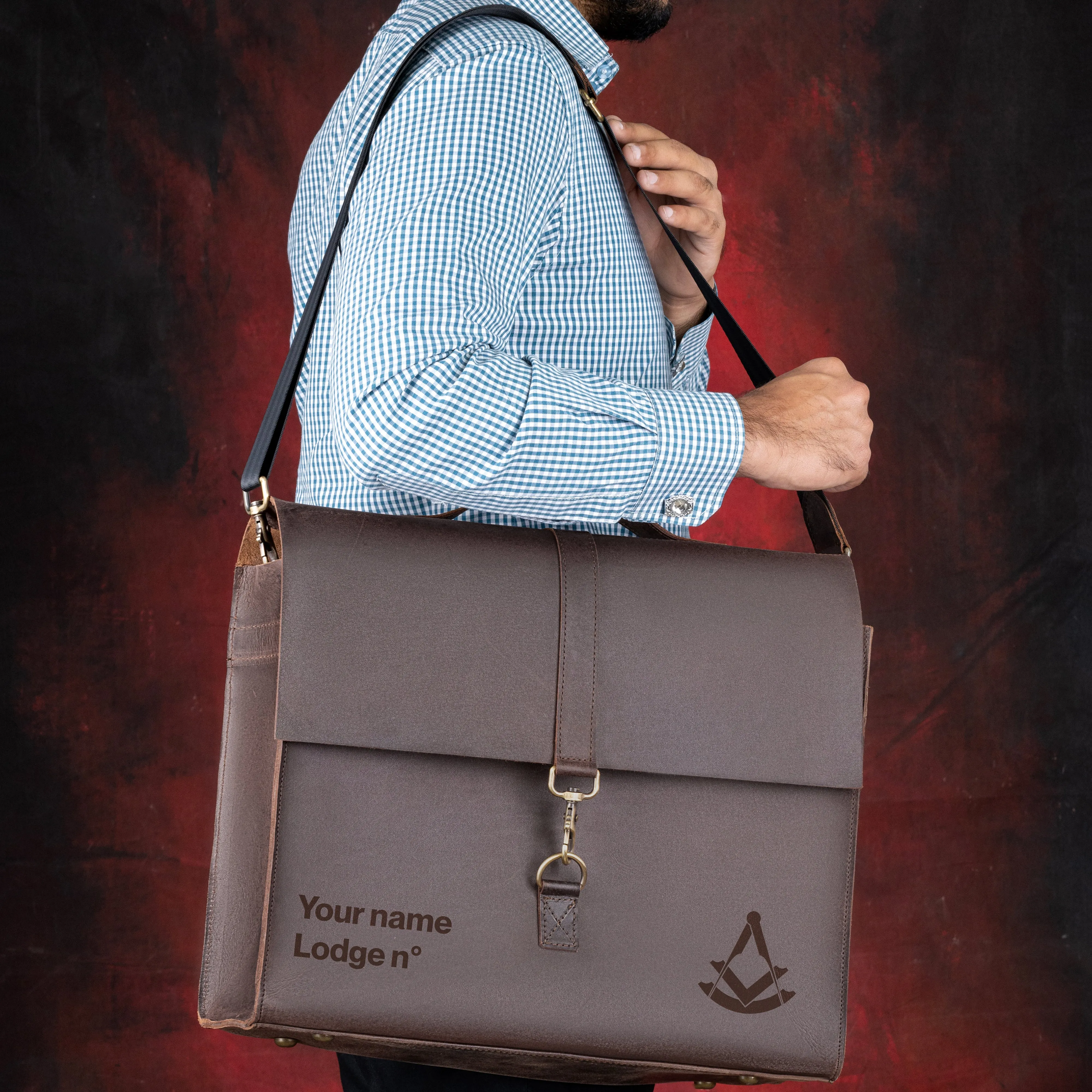 Past Master Blue Lodge Briefcase - Genuine Cow Leather Convertible Bag