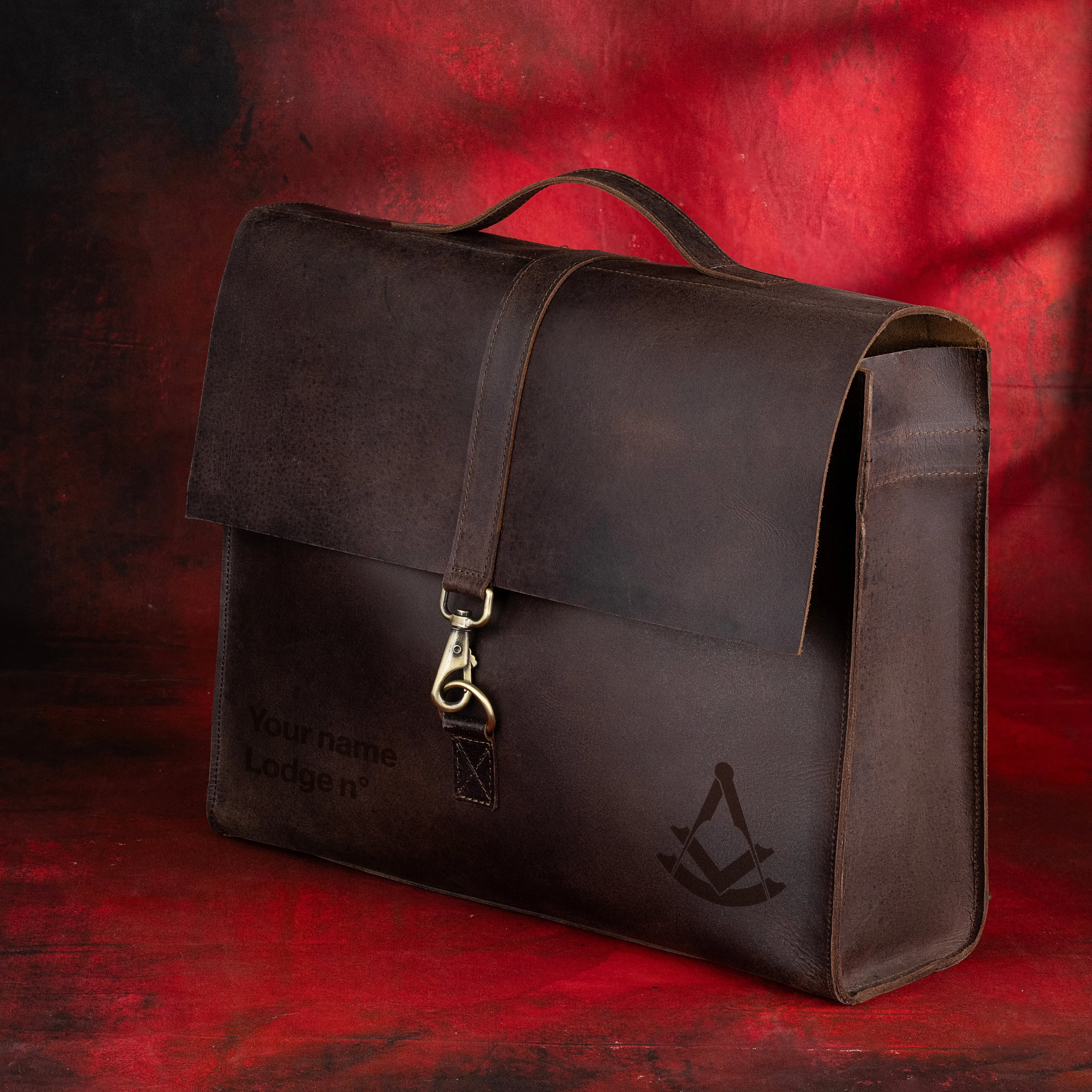 Past Master Blue Lodge Briefcase - Genuine Cow Leather Convertible Bag