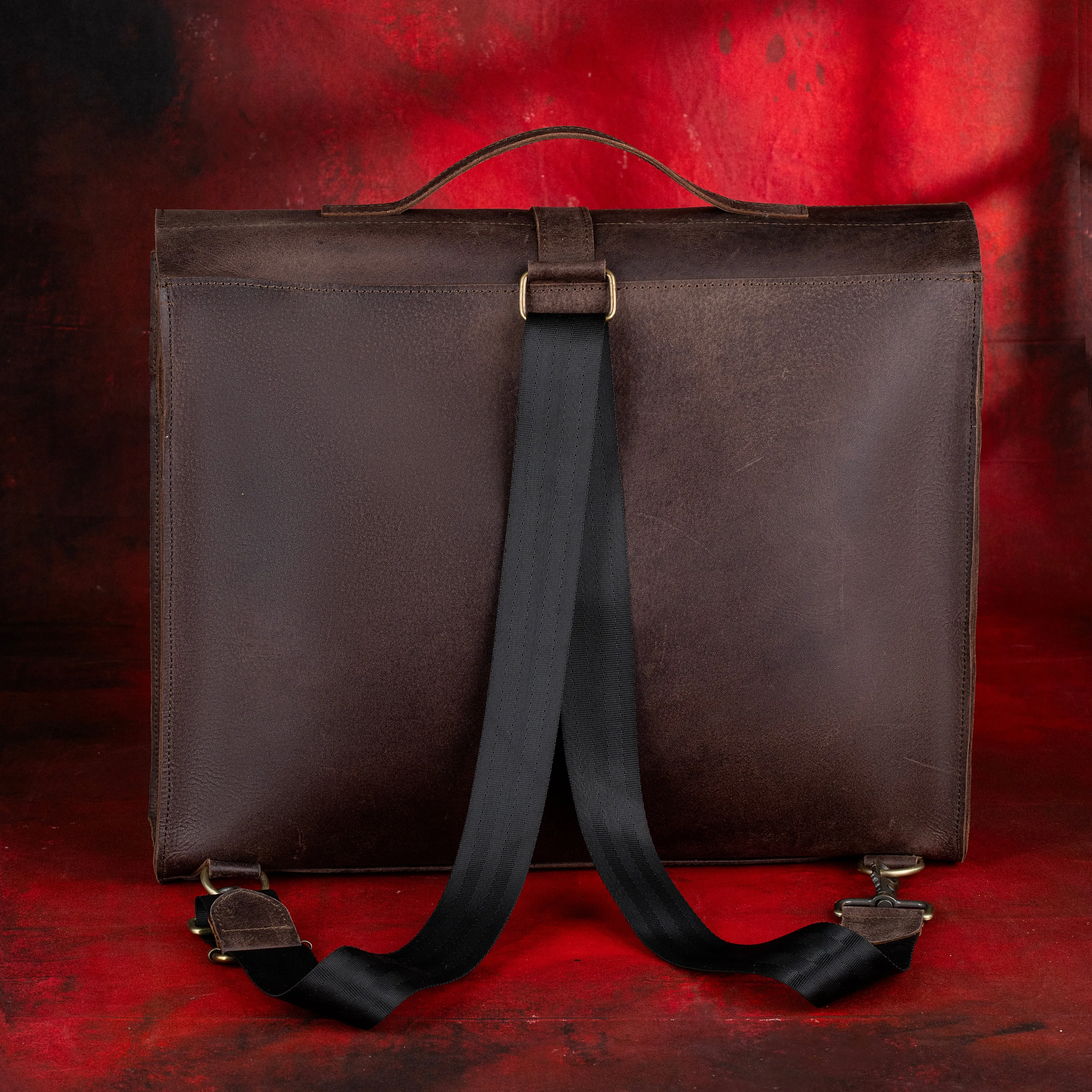 Past Master Blue Lodge Briefcase - Genuine Cow Leather Convertible Bag