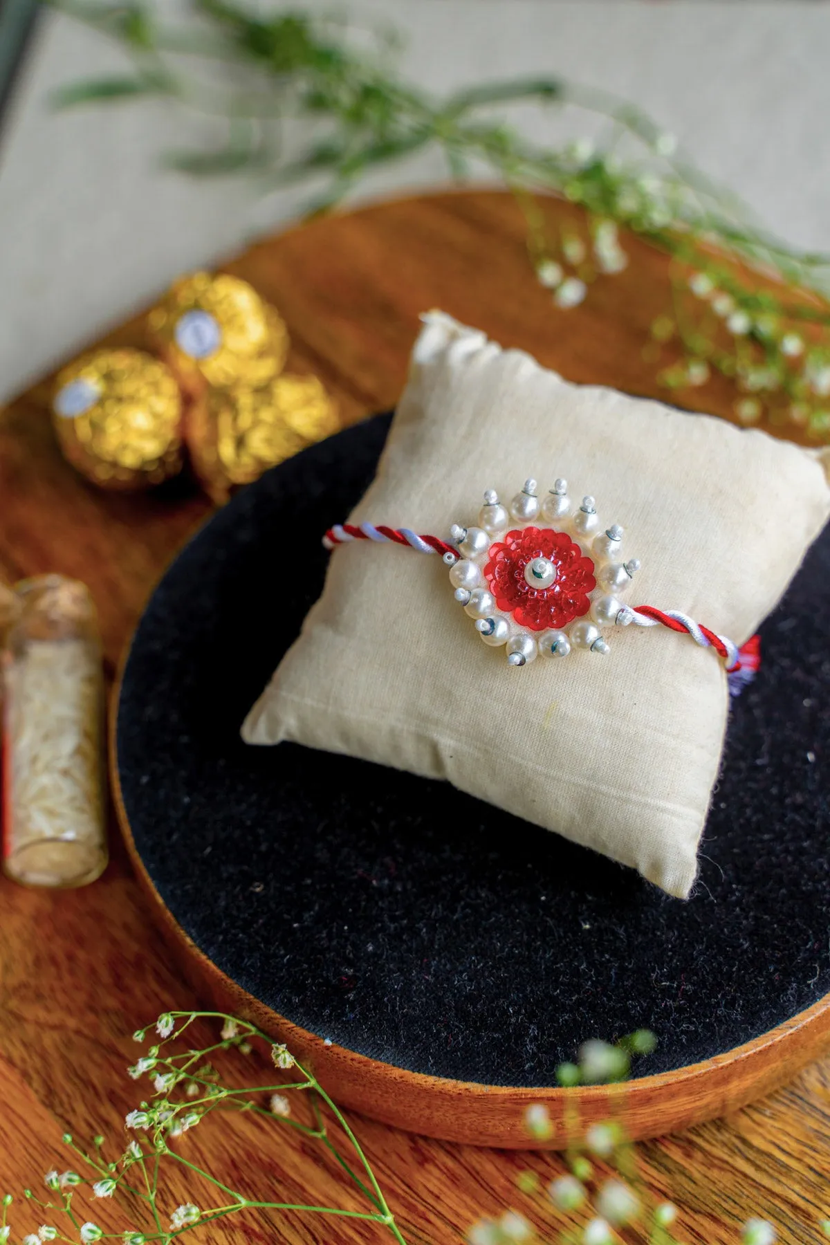 Pearl Heaven Embroidered Rakhi