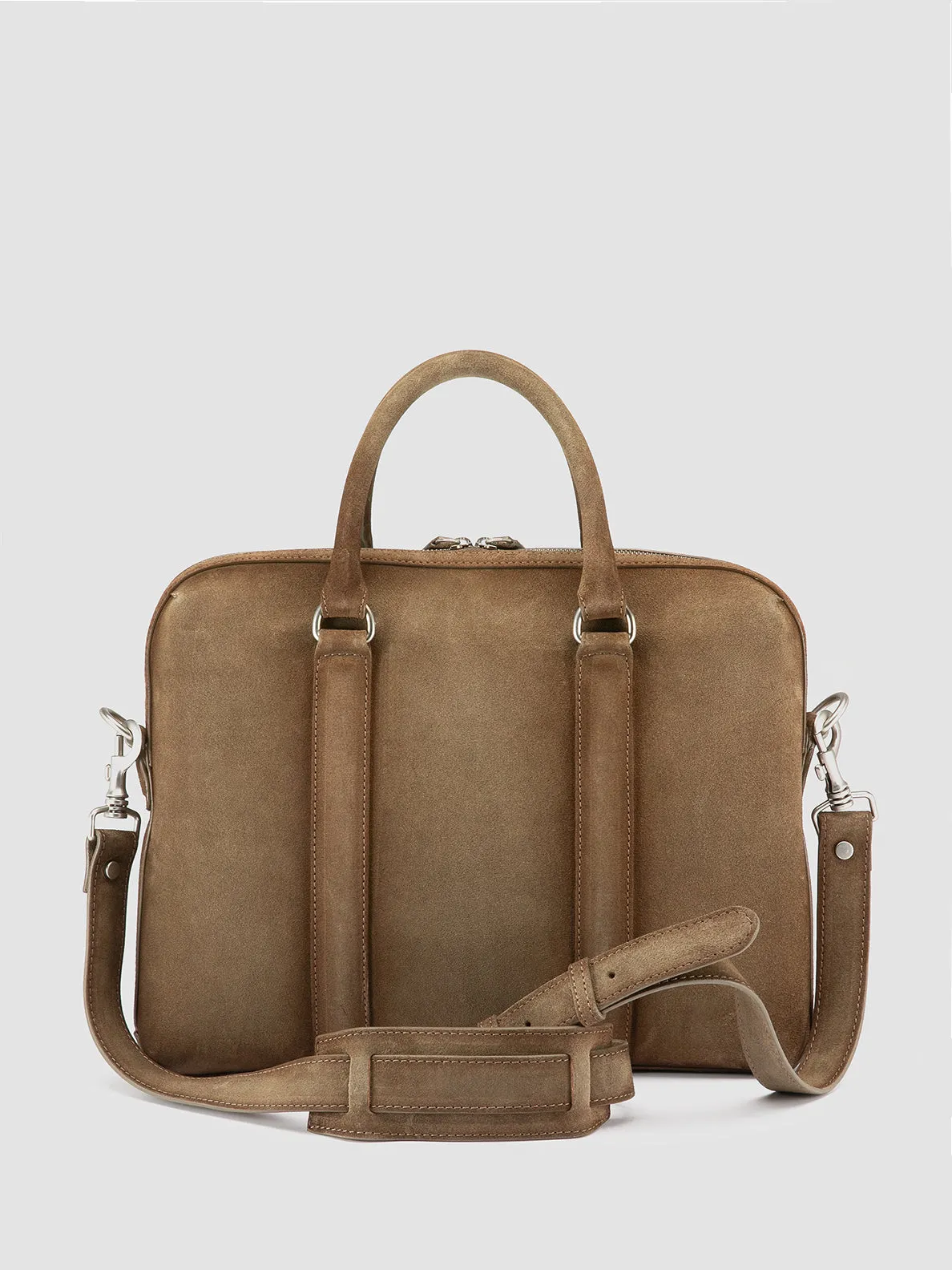 QUENTIN 019 - Taupe Suede Briefcase