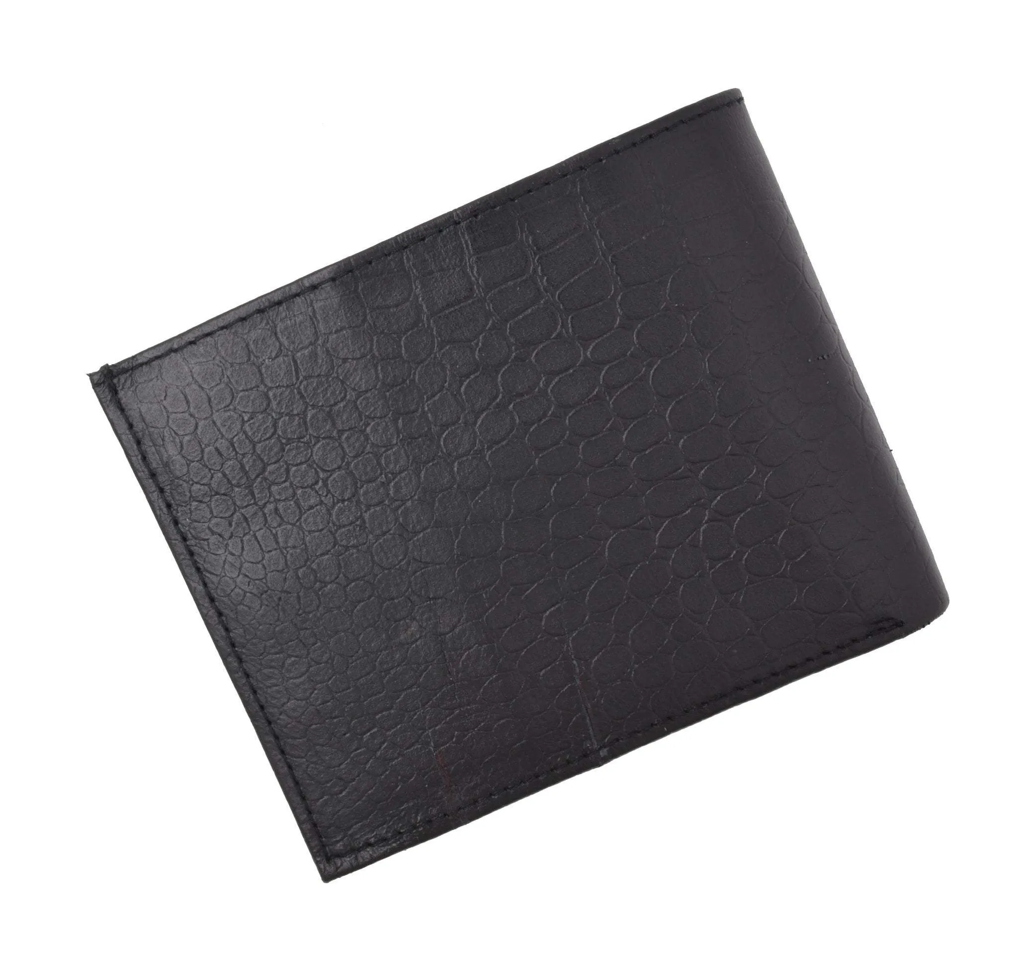 RFID Blocking Premium Soft Leather Croco Pattern  Men's Multi-Card Compact Center Flip Bifold Wallet RFIDP52CR (C)
