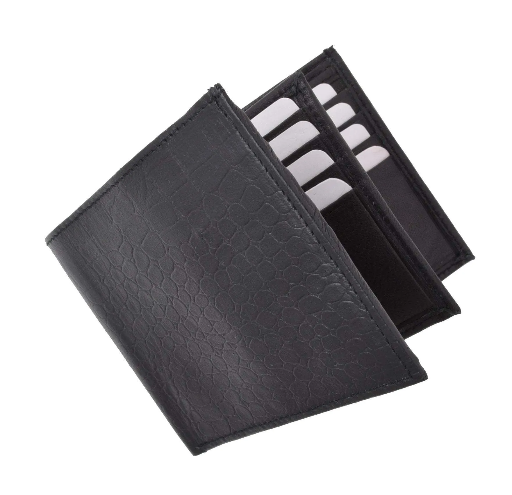RFID Blocking Premium Soft Leather Croco Pattern  Men's Multi-Card Compact Center Flip Bifold Wallet RFIDP52CR (C)