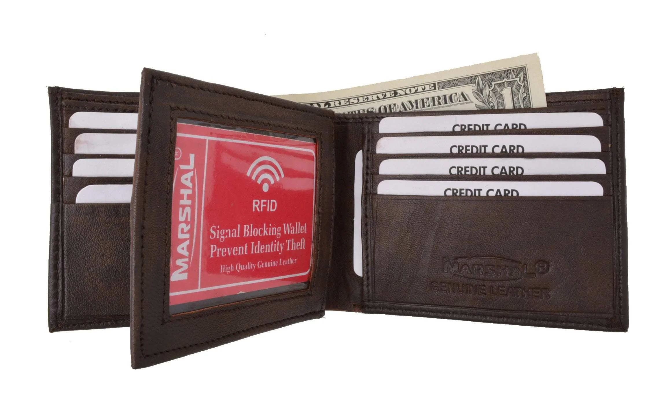 RFID Blocking Premium Soft Leather Croco Pattern  Men's Multi-Card Compact Center Flip Bifold Wallet RFIDP52CR (C)