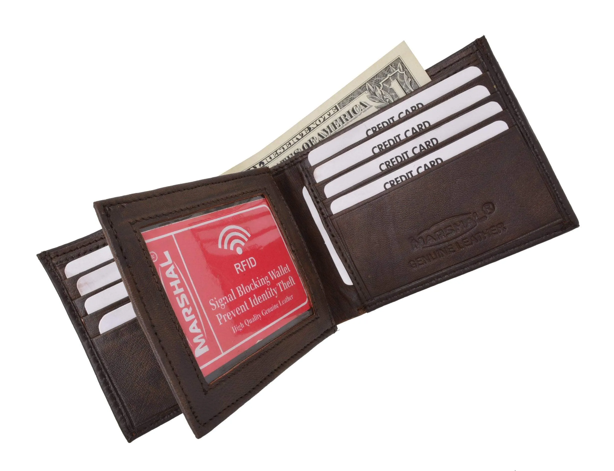 RFID Blocking Premium Soft Leather Croco Pattern  Men's Multi-Card Compact Center Flip Bifold Wallet RFIDP52CR (C)