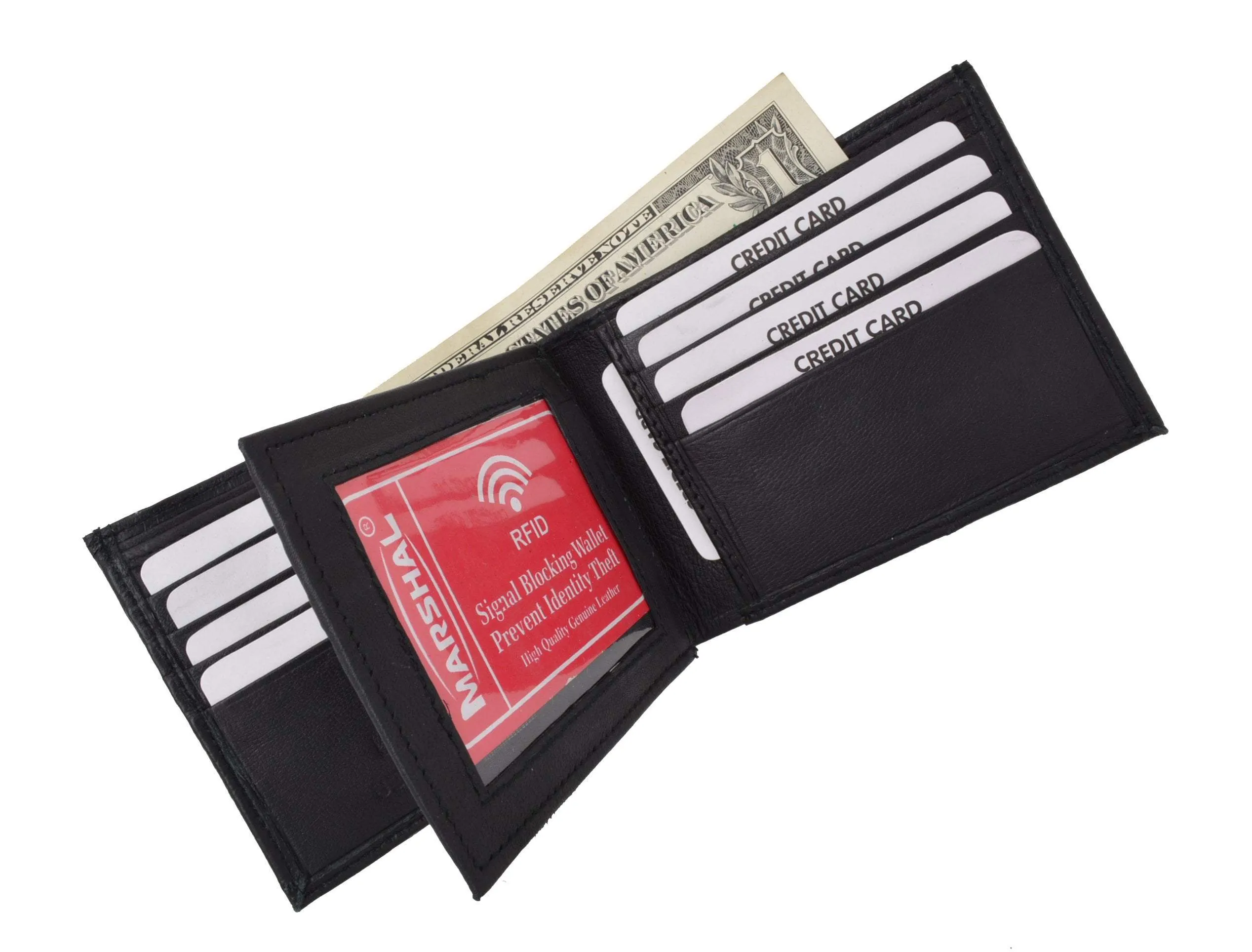 RFID Blocking Premium Soft Leather Croco Pattern  Men's Multi-Card Compact Center Flip Bifold Wallet RFIDP52CR (C)