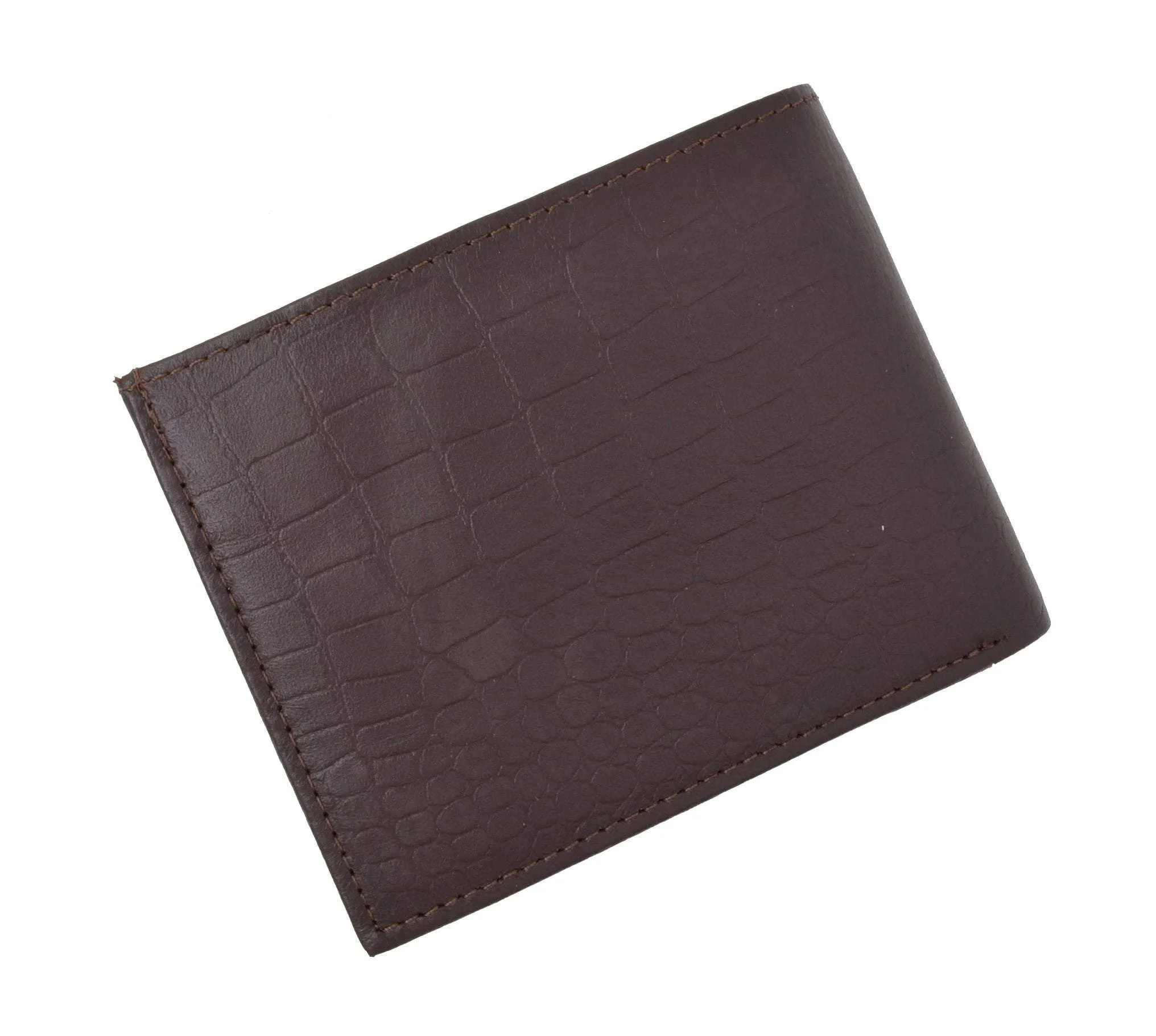 RFID Blocking Premium Soft Leather Croco Pattern  Men's Multi-Card Compact Center Flip Bifold Wallet RFIDP52CR (C)