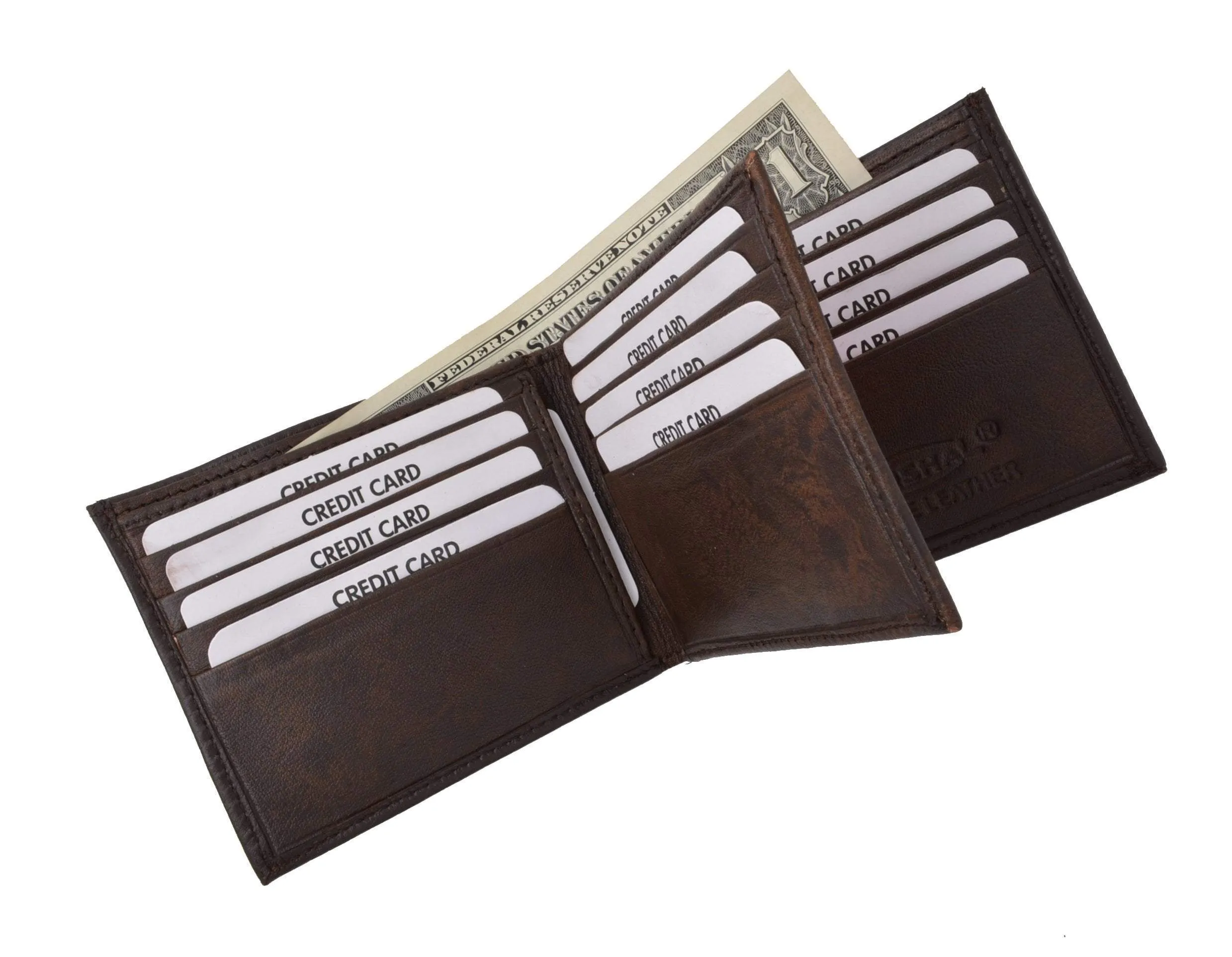 RFID Blocking Premium Soft Leather Croco Pattern  Men's Multi-Card Compact Center Flip Bifold Wallet RFIDP52CR (C)