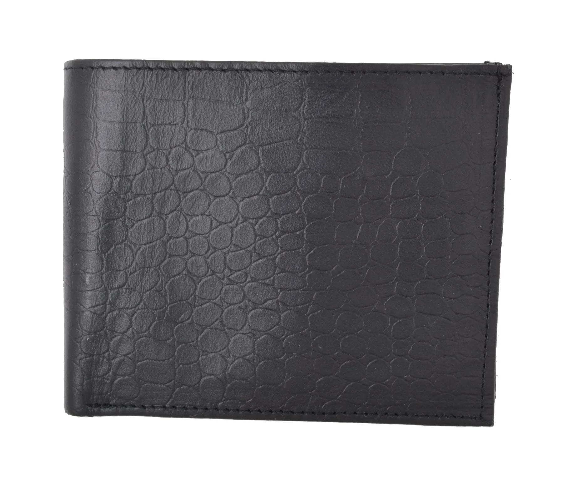 RFID Blocking Premium Soft Leather Croco Pattern  Men's Multi-Card Compact Center Flip Bifold Wallet RFIDP52CR (C)