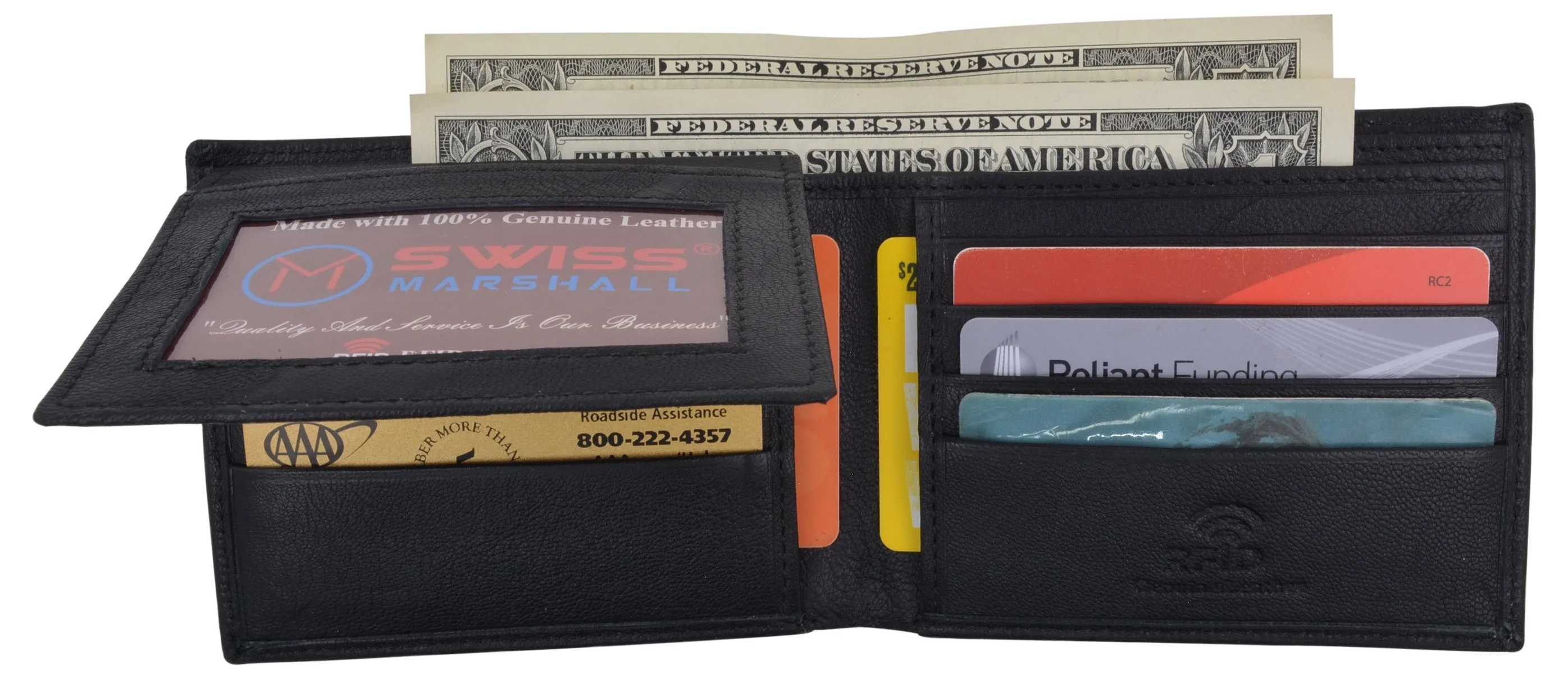 RFID Security Blocking Men's Slim Bifold Credit Card ID Leather Wallet Logo RFIDGT53LGP
