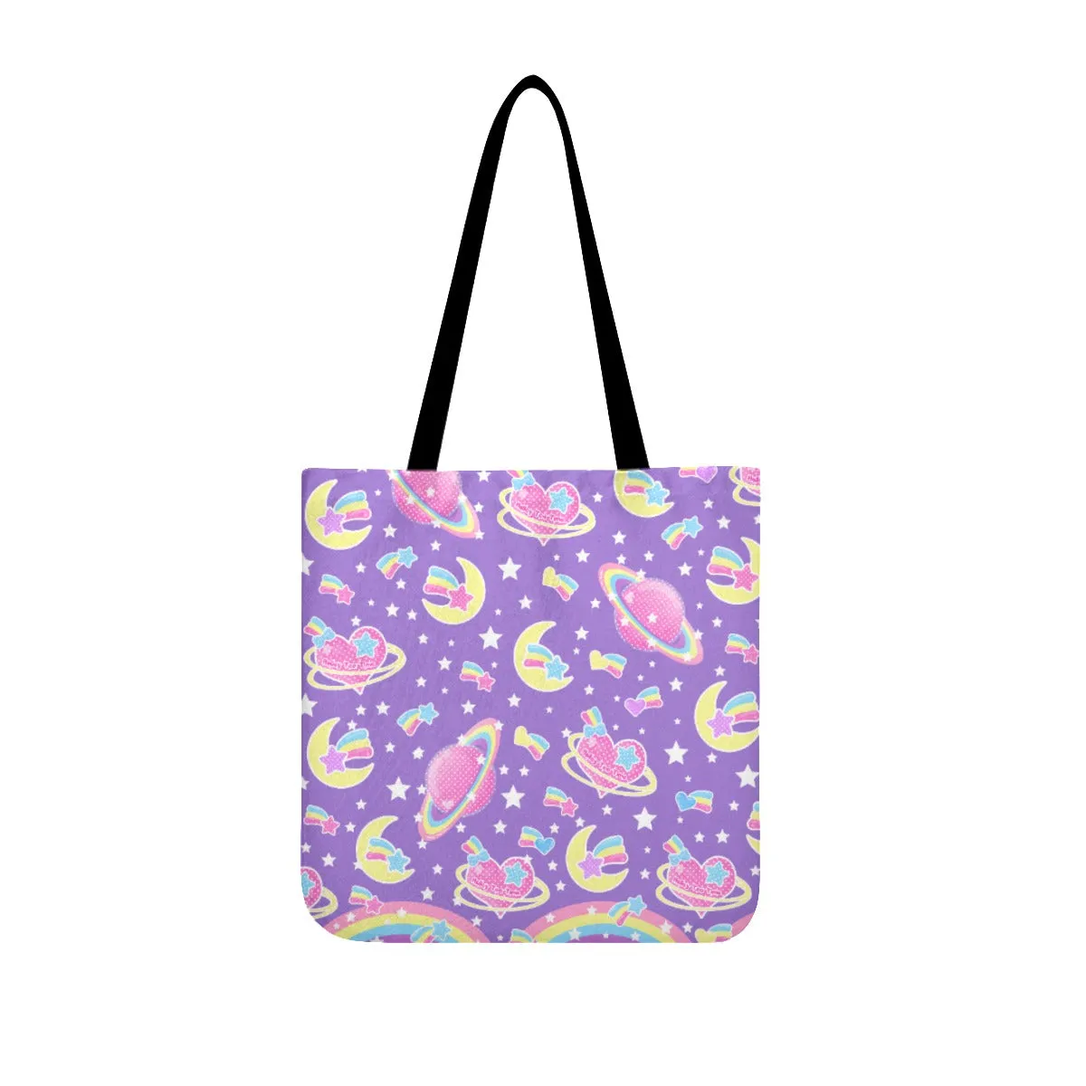 Saturn's Wish Purple Canvas Tote Bag