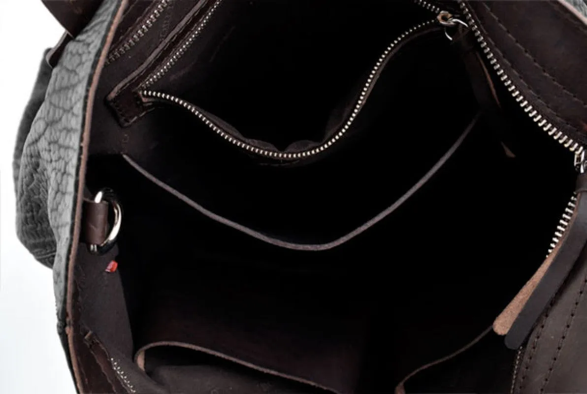 The Forli Buffalo Leather Tote - Onyx/Walnut