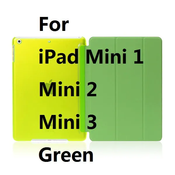 Ultra Slim Four Fold PU Leather with Crystal Hard Back Smart Stand Case Cover for iPad 2 iPad 3 iPad 4 Mini 1 2 3