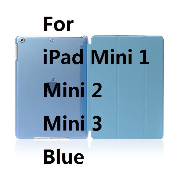 Ultra Slim Four Fold PU Leather with Crystal Hard Back Smart Stand Case Cover for iPad 2 iPad 3 iPad 4 Mini 1 2 3