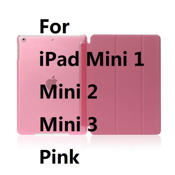 Ultra Slim Four Fold PU Leather with Crystal Hard Back Smart Stand Case Cover for iPad 2 iPad 3 iPad 4 Mini 1 2 3