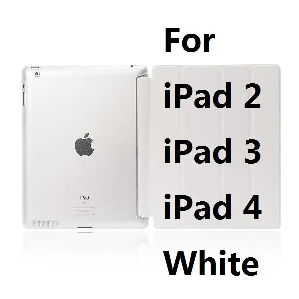 Ultra Slim Four Fold PU Leather with Crystal Hard Back Smart Stand Case Cover for iPad 2 iPad 3 iPad 4 Mini 1 2 3