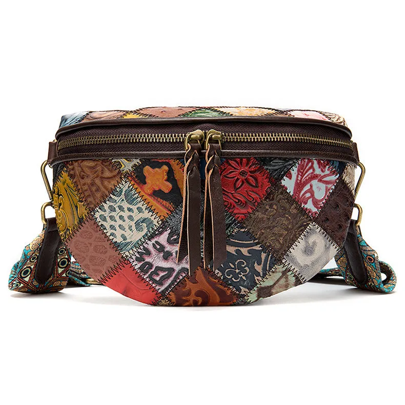 Western Womens Leather Boho Crossbody Bag Shoulder Purse Chest Bag