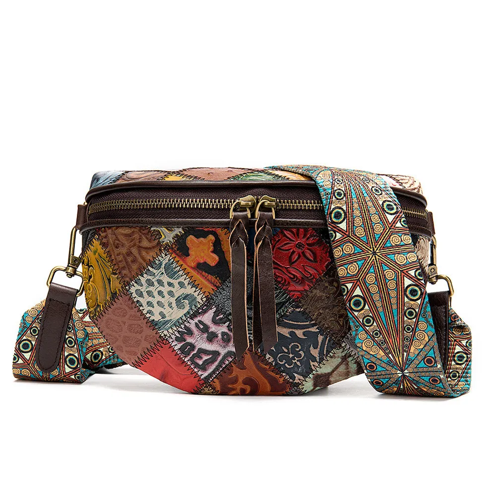 Western Womens Leather Boho Crossbody Bag Shoulder Purse Chest Bag