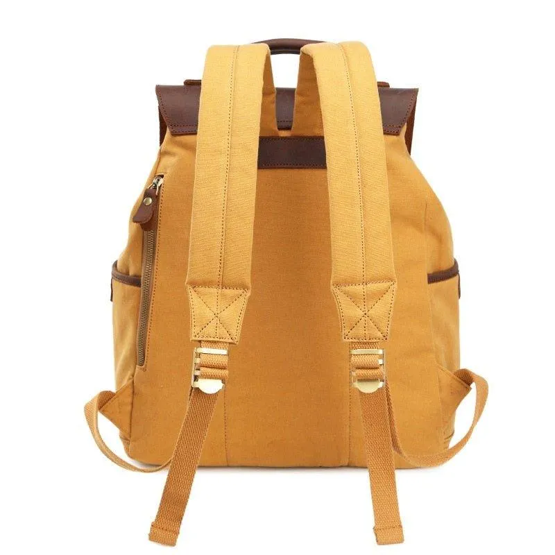 Women Canvas Leather Backpack 14 Inches